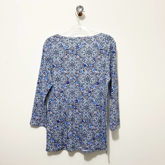 Croft & Barrow® Three Quarter Sleeve Printed Tunic Size M, Blue - Picture 2 of 9